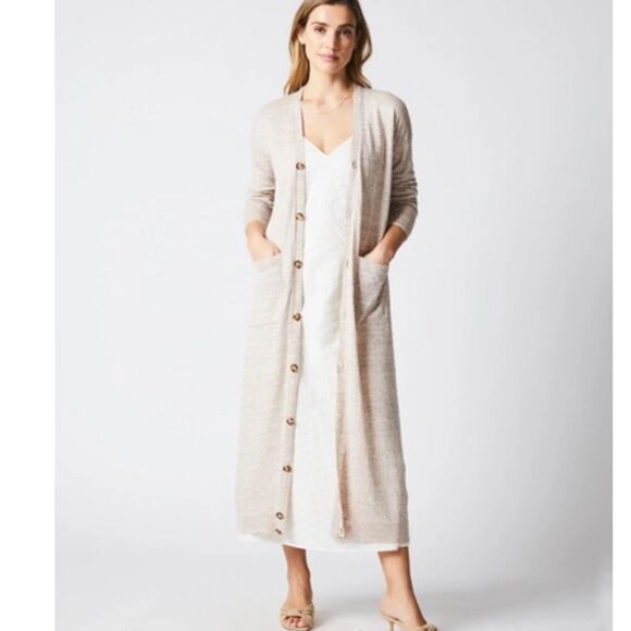 NWT Billy Reid  Linen Long Cardigan Sweater - Picture 1 of 13